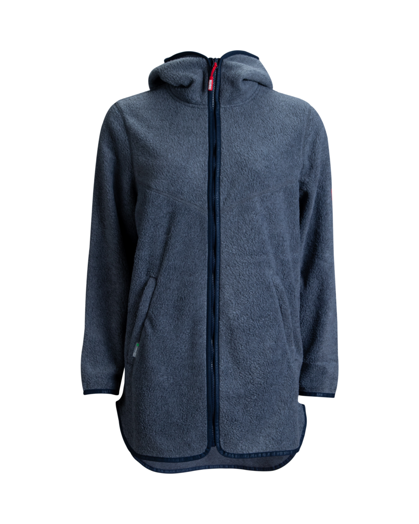 W Pile Hood Jacket Grey Melange S