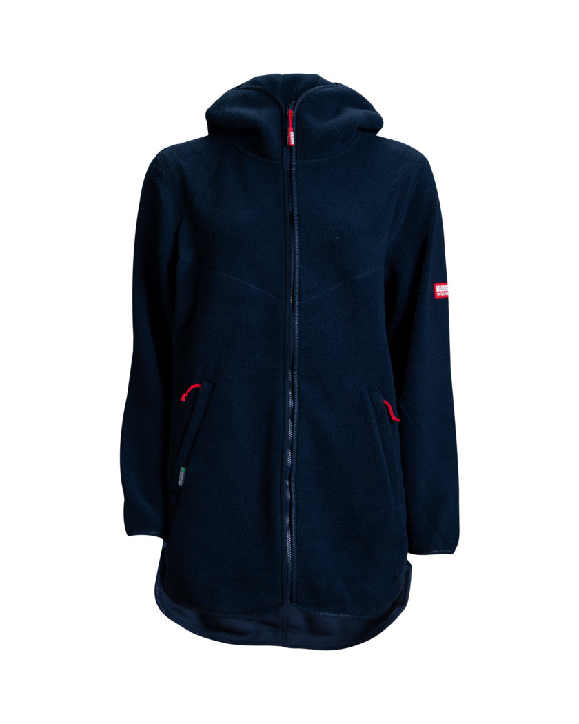 W Pile Hood Jacket Navy Blue XS